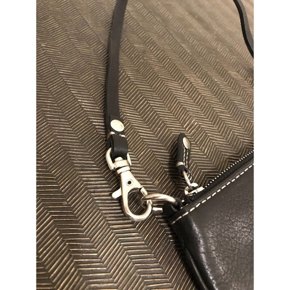 MICHAEL KORS Black Leather Wristlet, Silver Zip, Small Clutch Pouch - Picture 16 of 16